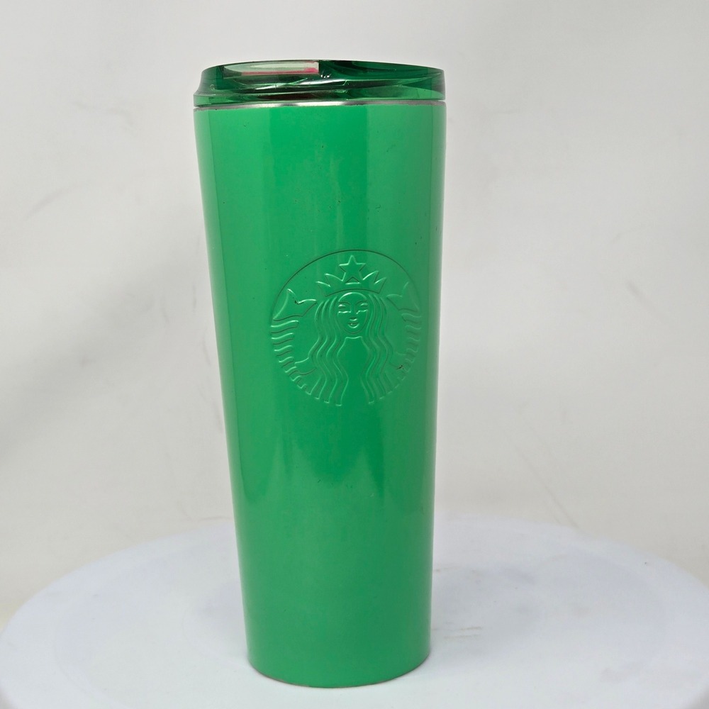 Starbucks 2023 Kelly Green Stainless Steel 16oz Tumbler Pink Slide Travel Mug